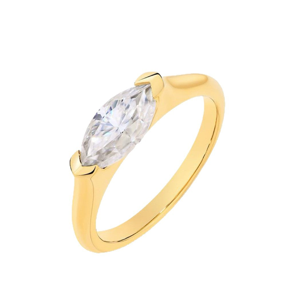 S925 Sterling Silver Horse Eye Diamond Ring 1 Karat Light Luxury Minority